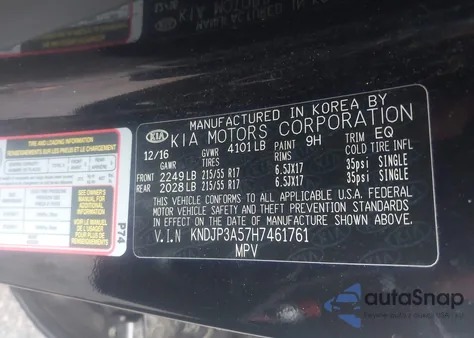 2017 Kia Soul + z USA, uszkodzony, nr VIN KNDJP3A57H7461761